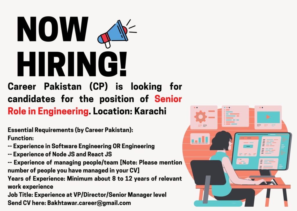 Senior Role in Engineering Latest Job in Pakistan